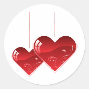 Sticker Rond Coeurs sur une chaîne