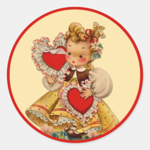 Sticker Rond Coeurs Vintages