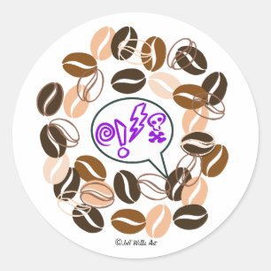 Sticker Rond COFFEE & CUSSIN' par Jeff Willis Art