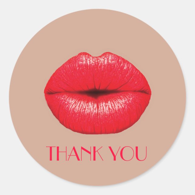 Sticker Rond Coffee Lips baiser pop art Merci (Devant)