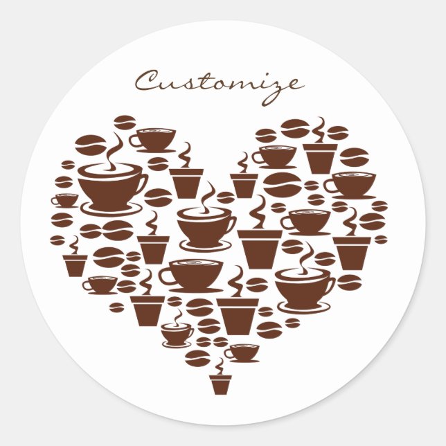 Sticker Rond Coffee Lover Heart Thunder_Cove (Devant)