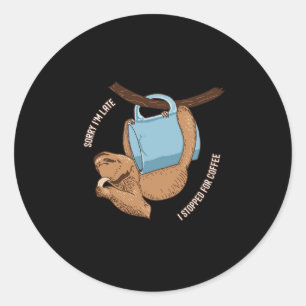 Sticker Rond Coffee Sloth