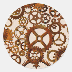 Sticker Rond Cogs de style Steampunk
