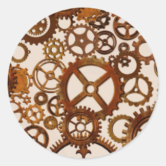 Sticker Rond Cogs de style Steampunk