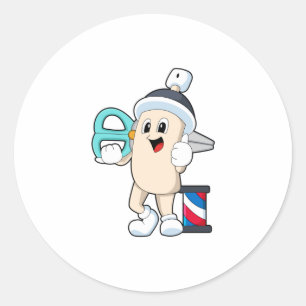 Sticker Rond Coiffeur avec ciseaux