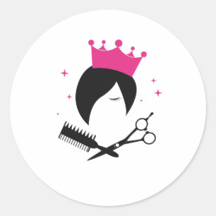 Sticker Rond Coiffeur Coiffeur Logo Équipe Coiffeur Salon