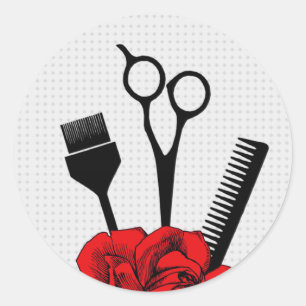 Sticker Rond coiffeur de styliste en coiffure d'autocollant de