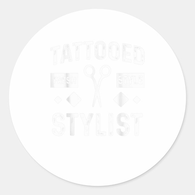 Sticker Rond Coiffeuse tatouée coiffeuse coiffeuse (Devant)