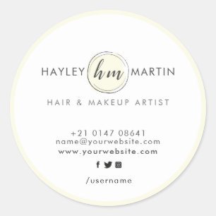 Sticker Rond Coin de maquillage Logo Artiste Beauté Salon Éléga