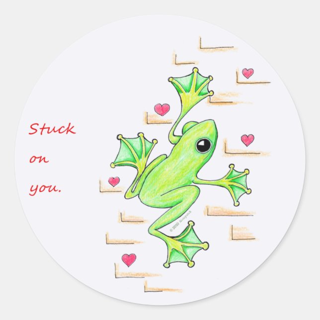 Sticker Rond Coincé sur toi~ Grenouille (Devant)
