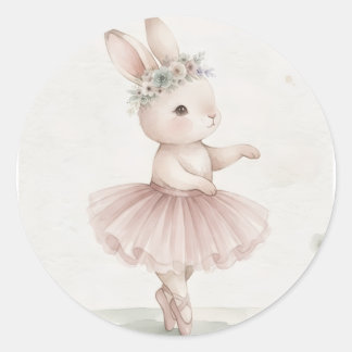Sticker Rond Cojín tierno con diseño de conejita,Personalizable