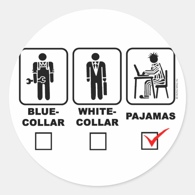 Sticker Rond Col bleu, col blanc ou pyjama (Devant)