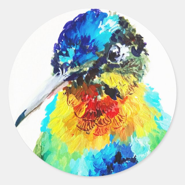 Sticker Rond Colibri Arc-en-Ciel (Devant)