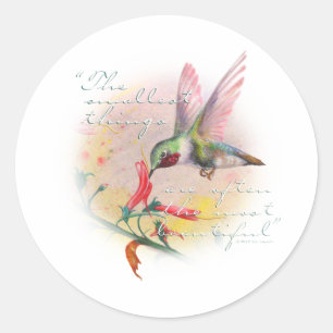 Sticker Rond Colibri - Les petites choses sont les plus belles.