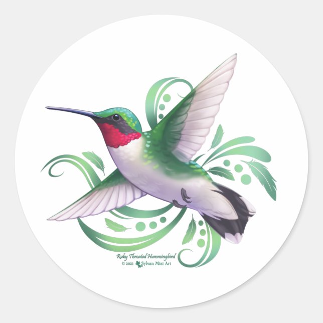 Sticker Rond Colibri Ruby Throsé (Devant)