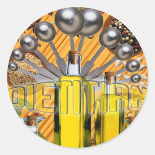 STICKER ROND COLLAGE ALIMENTAIRE DIÉTITIEN