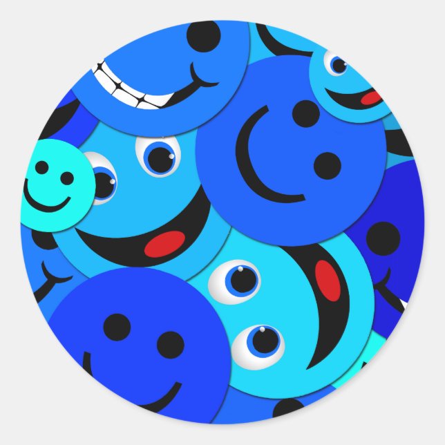 STICKER ROND COLLAGE BLEU (Devant)