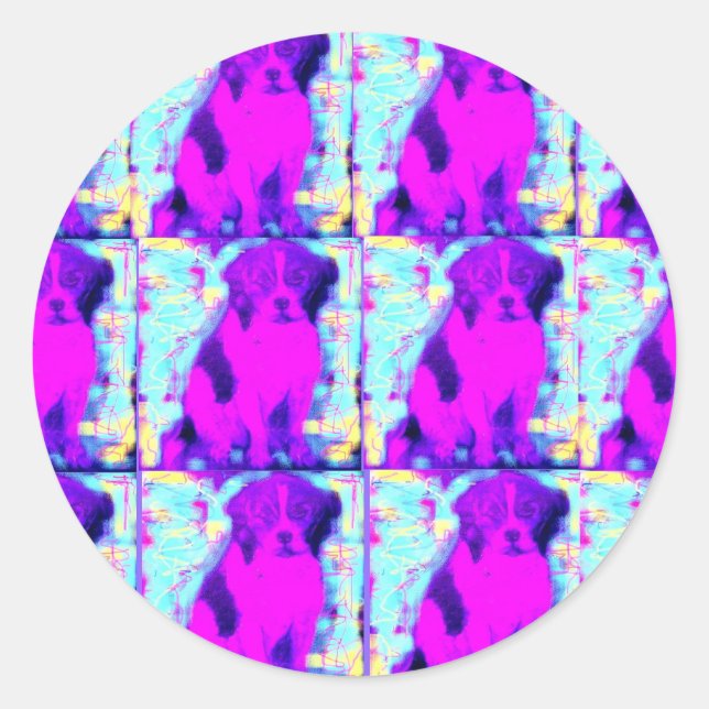 Sticker Rond collage de chien beagle (Devant)