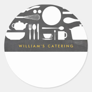 Sticker Rond Collage de cuisine sur l'Arrière - plan Chalkboard