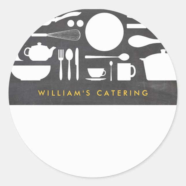 Sticker Rond Collage de cuisine sur l'Arrière - plan Chalkboard (Devant)