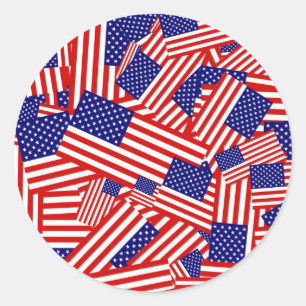 Sticker Rond Collage de drapeau américain
