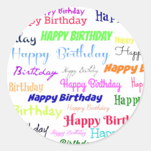 Sticker Rond Collage de joyeux anniversaire