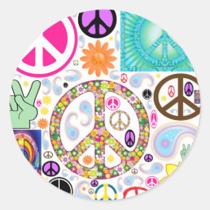 Sticker Rond Collage de paix