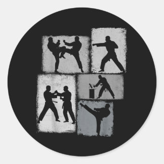 Sticker Rond Collage de pratiquant de Taekwondo Hommes Enfants