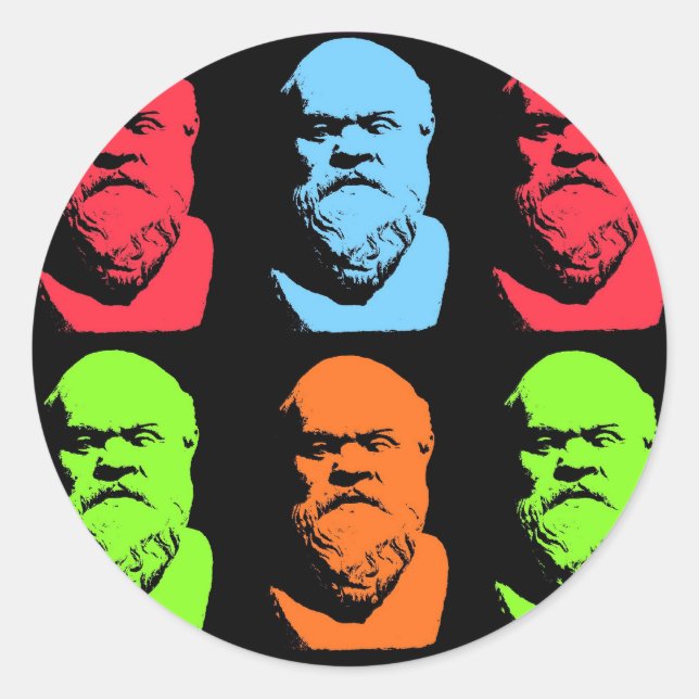 Sticker Rond Collage de Socrates (Devant)