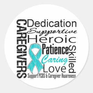 Sticker Rond Collage de travailleurs sociaux de PCOS