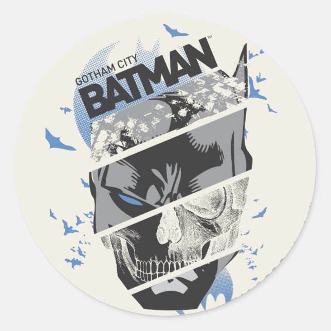 Sticker Rond Collage du crâne Gotham City Batman (Devant)