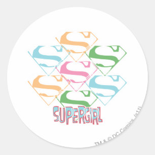 Sticker Rond Collage du logo de Supergirl Pastel
