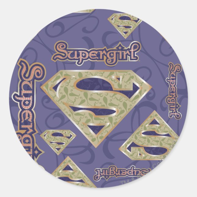 Sticker Rond Collage du logo super girl Fancy (Devant)