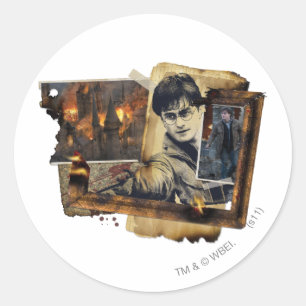 Sticker Rond Collage Harry Potter 7