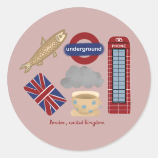 Sticker Rond collage Londres, Royaume-Uni