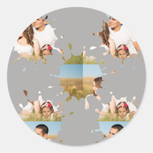 Sticker Rond Collage photo en cercle personnalisé simple et élé