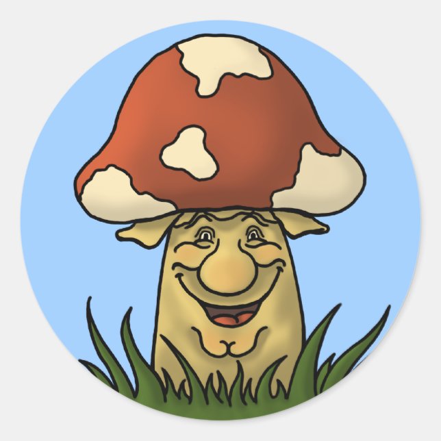 Sticker Rond collant drôle de champignon (Devant)