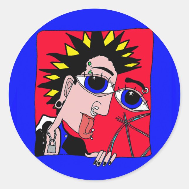 Sticker Rond collant punk dude (Devant)