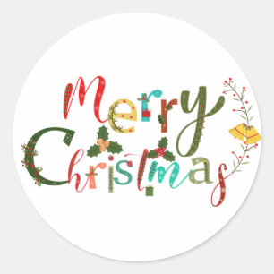 Sticker Rond  collant rond classique de noël joyeux