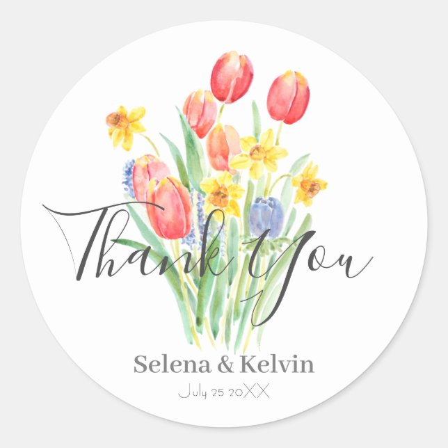Sticker Rond collant rond de tulipe et de jonquilles (Devant)
