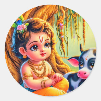 Sticker Rond Collection d'autocollants Little Krishna
