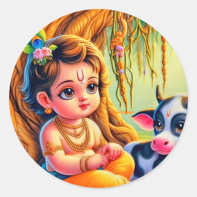 Sticker Rond Collection d'autocollants Little Krishna (Devant)
