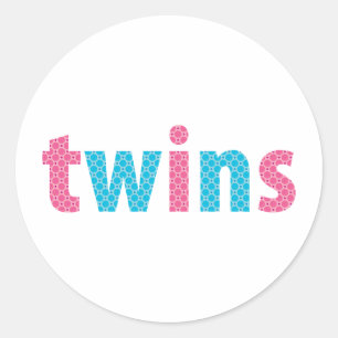 Sticker Rond COLLECTION de JUMEAUX - mélangée {aqua + rose}