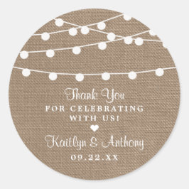 Sticker Rond Collection de Mariages Rustic Burlap