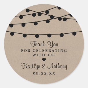 Sticker Rond Collection de Mariages Rustic Kraft