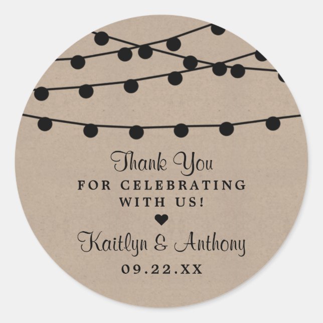 Sticker Rond Collection de Mariages Rustic Kraft (Devant)