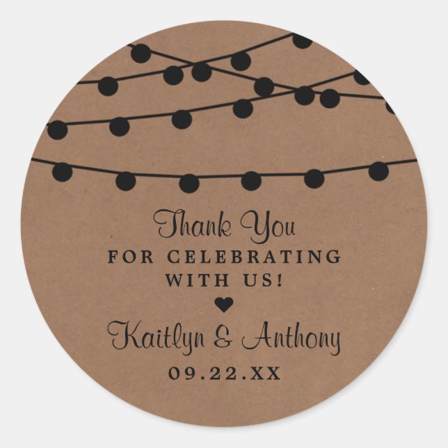 Sticker Rond Collection de Mariages Rustic Kraft (Devant)