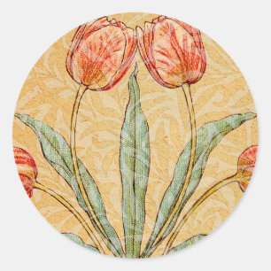 Sticker Rond Collection de peintures Morris Tulipe Vintage