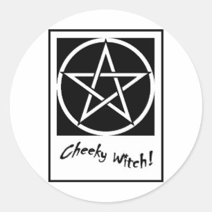 Sticker Rond Collection de Pentagramme de Sorcière Cheeky (noir