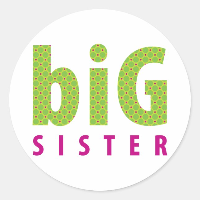 Sticker Rond COLLECTION DE SOINS - grande soeur {lime} (Devant)
